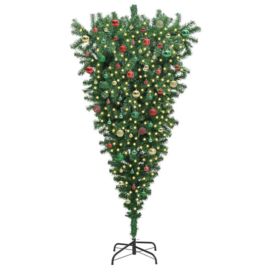 Umgedrehter Kunst Weihnachtsbaum mit Kugelset Grün 180 cm PVC