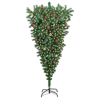 Umgedrehter Kunst Weihnachtsbaum mit Kugelset Grün 180 cm PVC