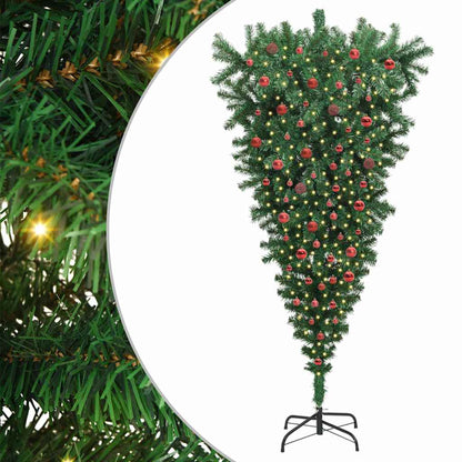 Umgedrehter künstlicher vorbeleuchteter Weihnachtsbaum mit Ball-Set