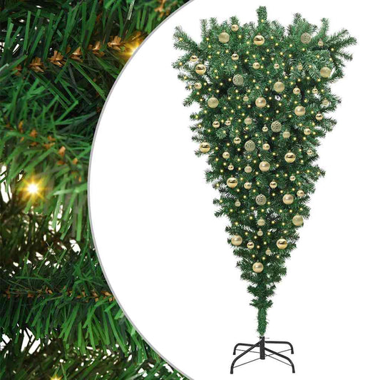 Umgedrehter Kunst Weihnachtsbaum mit Kugelset Grün 210 cm PVC