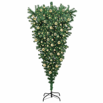 Umgedrehter Kunst Weihnachtsbaum mit Kugelset Grün 210 cm PVC