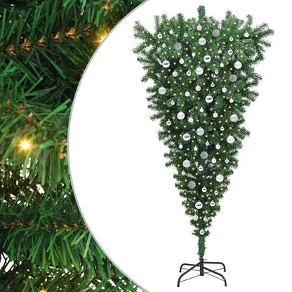 Umgedrehter künstlicher Weihnachtsbaum mit vorinstallierten Lichtern und Kugel-Set