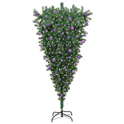 Umgedrehter künstlicher vorbeleuchteter Weihnachtsbaum mit Kugelset