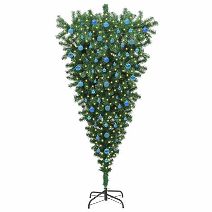Umgedrehter künstlicher vorbeleuchteter Weihnachtsbaum mit Ball-Set