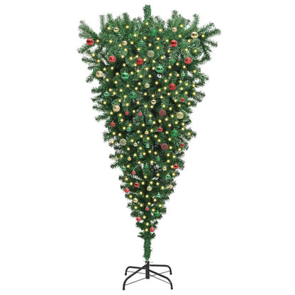Umgedrehter künstlicher vorbeleuchteter Weihnachtsbaum mit Ballset