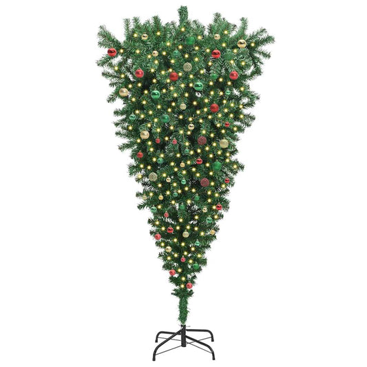 Umgedrehter künstlicher vorbeleuchteter Weihnachtsbaum mit Ballset