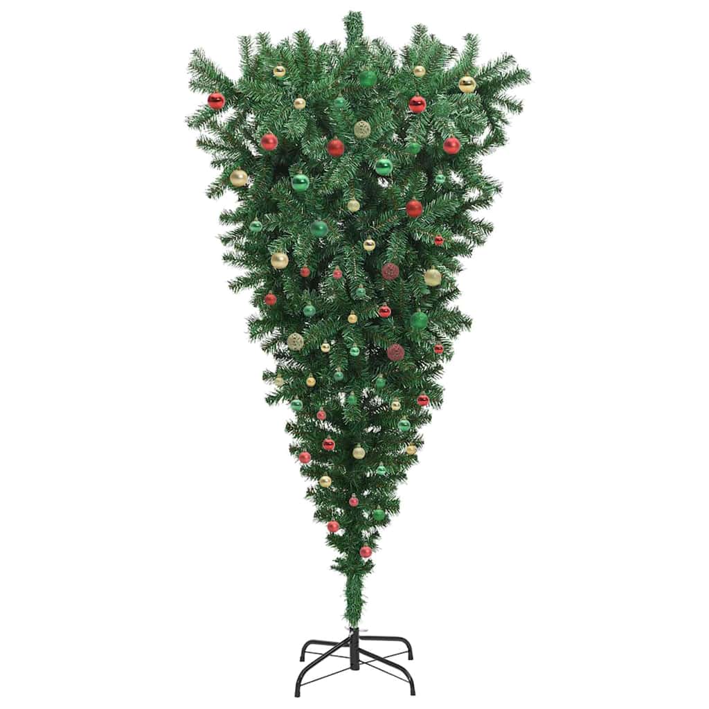 Umgedrehter künstlicher vorbeleuchteter Weihnachtsbaum mit Ballset