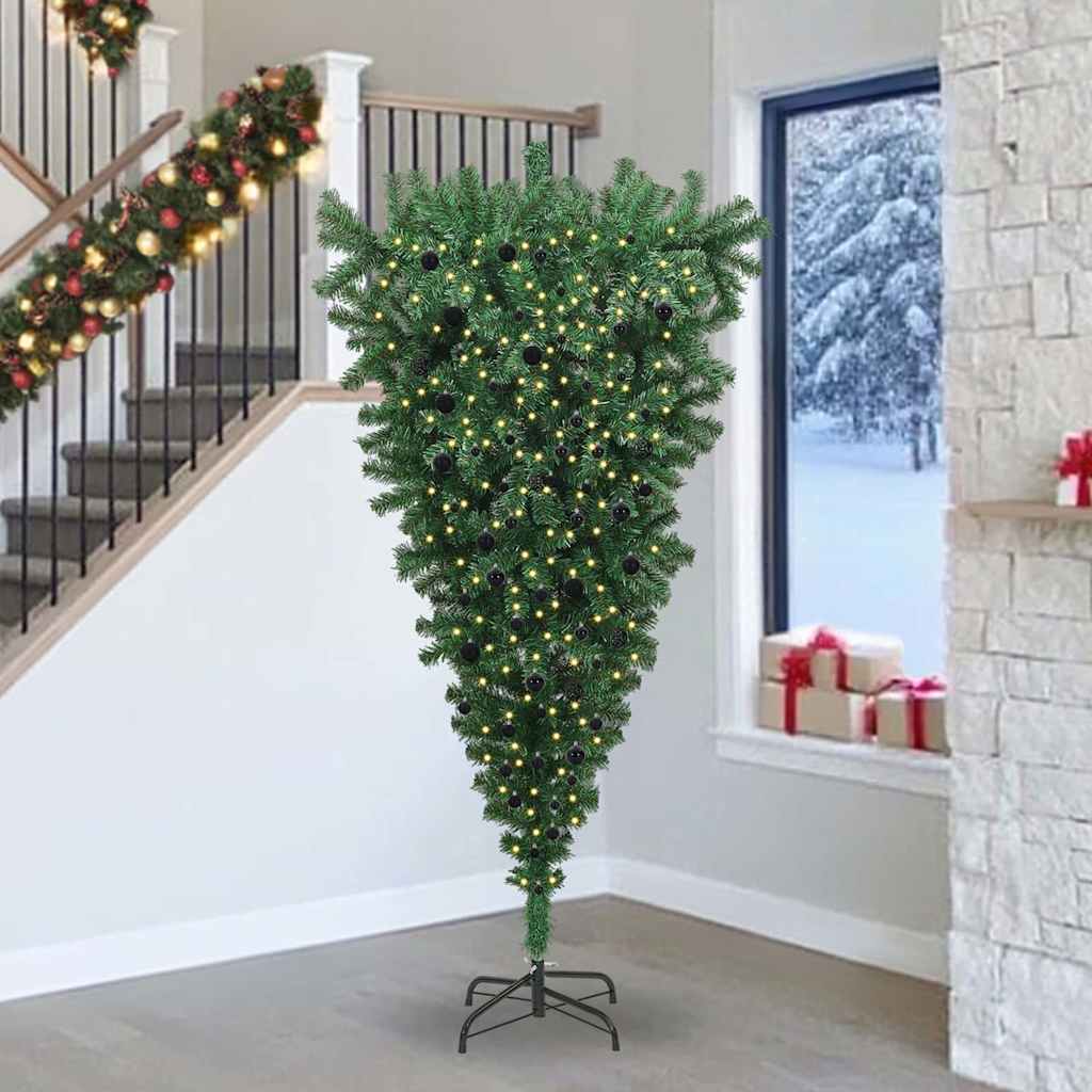Umgekehrter künstlicher vorbeleuchteter Weihnachtsbaum mit Ball-Set