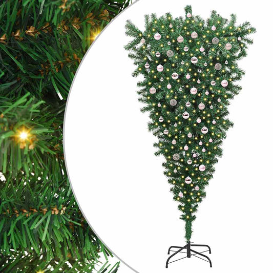 Umgedrehter künstlicher beleuchteter Weihnachtsbaum mit Kugelset