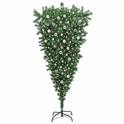 Umgedrehter künstlicher beleuchteter Weihnachtsbaum mit Kugelset