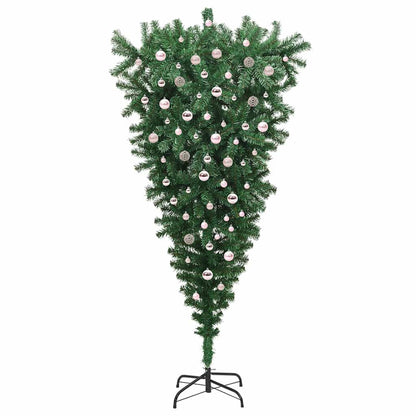 Umgedrehter künstlicher beleuchteter Weihnachtsbaum mit Kugelset