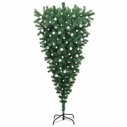 Umgedrehter künstlicher vorbeleuchteter Weihnachtsbaum mit Kugelset