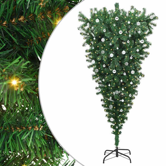 Umgedrehter künstlicher vorbeleuchteter Weihnachtsbaum mit Ball-Set