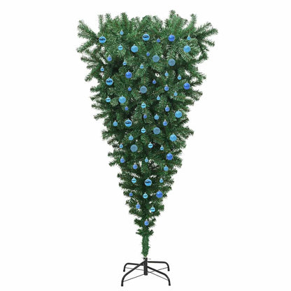 Umgedrehter künstlicher vorbeleuchteter Weihnachtsbaum mit Kugelset