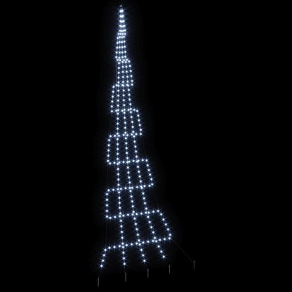 LED Weihnachtsbaum mit Erdspießen Kaltes Weiß 500 cm Metall