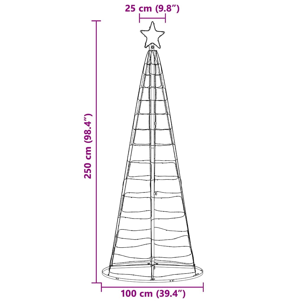 LED Weihnachtsbaum mit 390 LEDs Warmes Weiß 250 cm Eisen