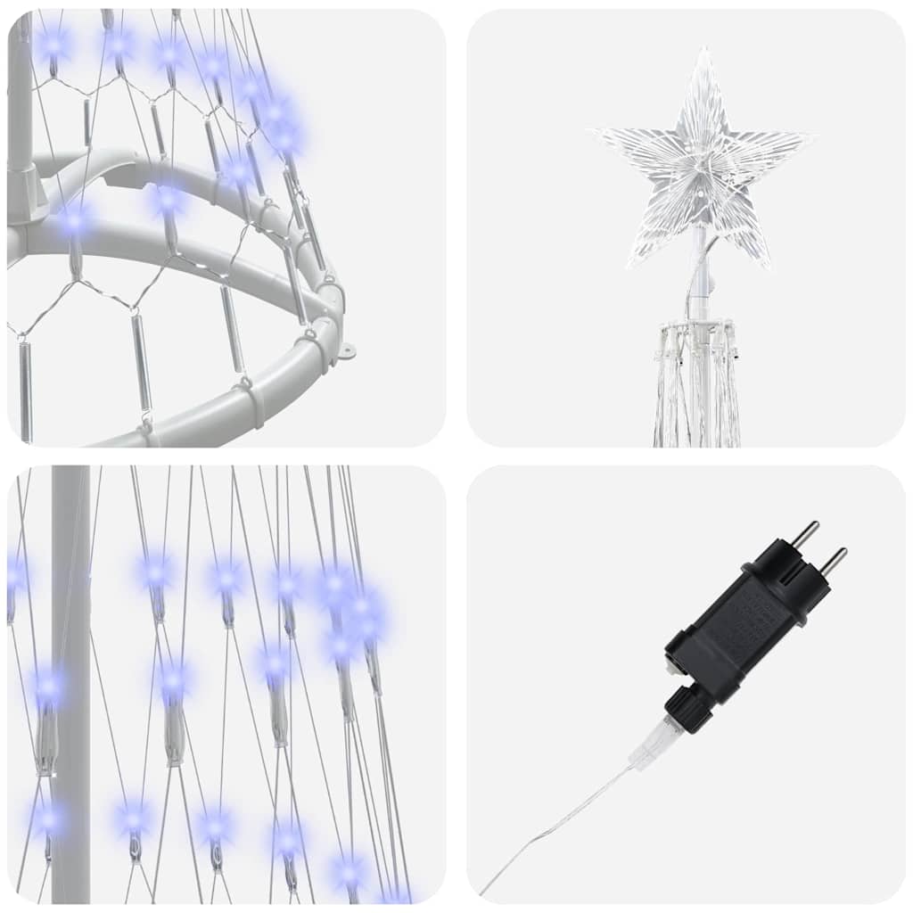 LED Weihnachtsbaum mit 230 LEDs Blau 51 x 51 x 190 cm Metall