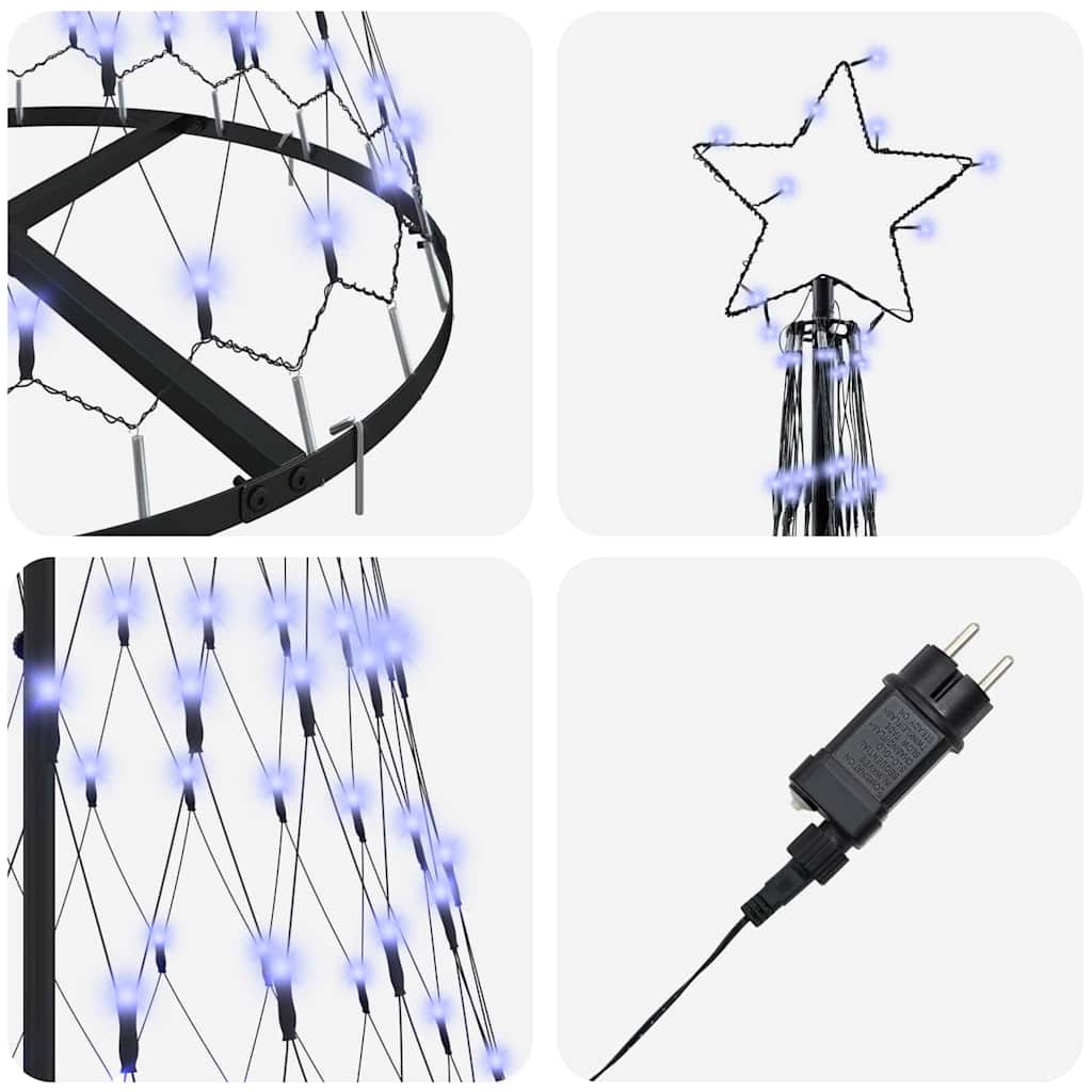 LED Weihnachtsbaum mit 230 LEDs Blau 71 x 71 x 184,5 cm Metall