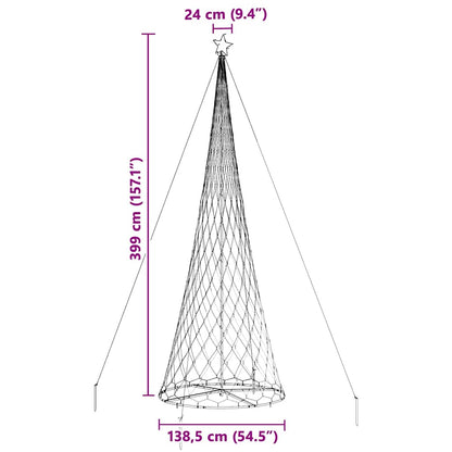LED Weihnachtsbaum Kaltes Weiß 138,5 x 138,5 x 399 cm Metall