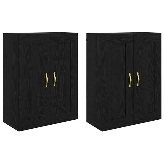 Wandmontierter Schrank Wandmontiert 2 pcs Schwarz Eichen-Optik