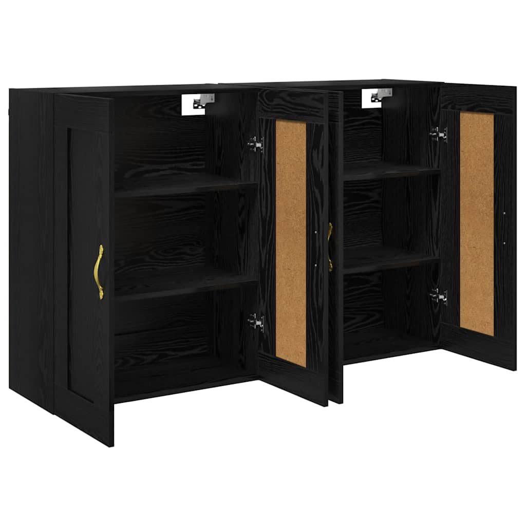 Wandmontierter Schrank Wandmontiert 2 pcs Schwarz Eichen-Optik