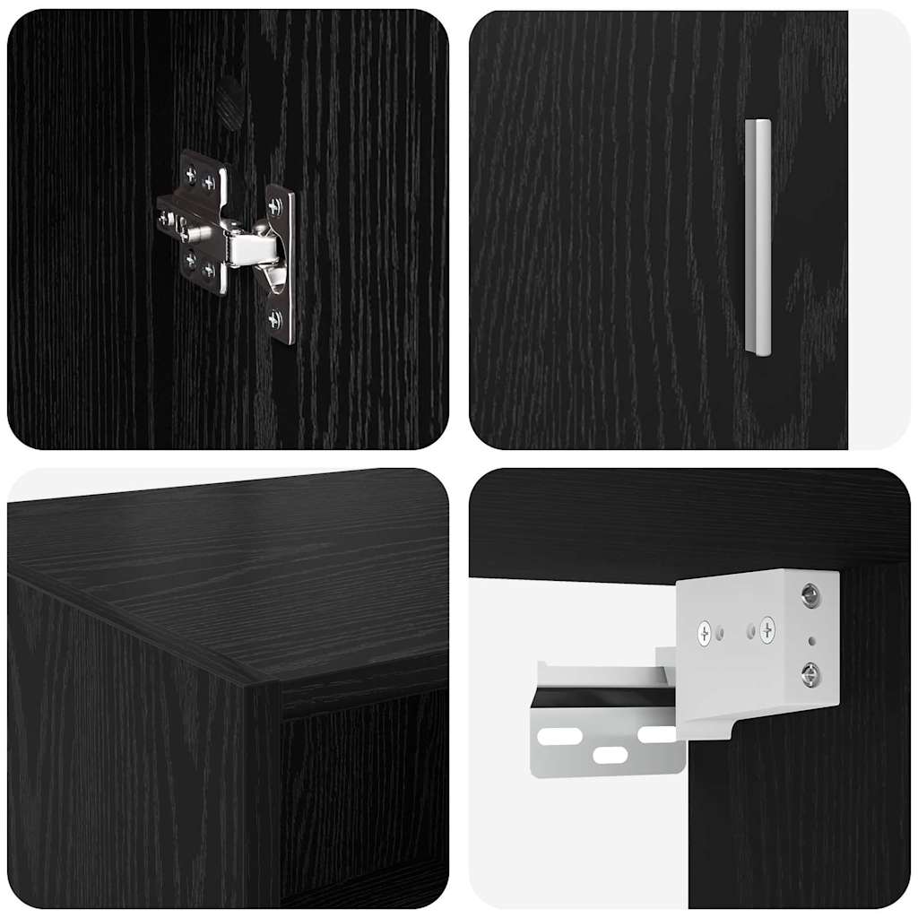 Aufbewahrungsschrank Schwarz Eichen-Optik 80 x 42,5 x 225 cm