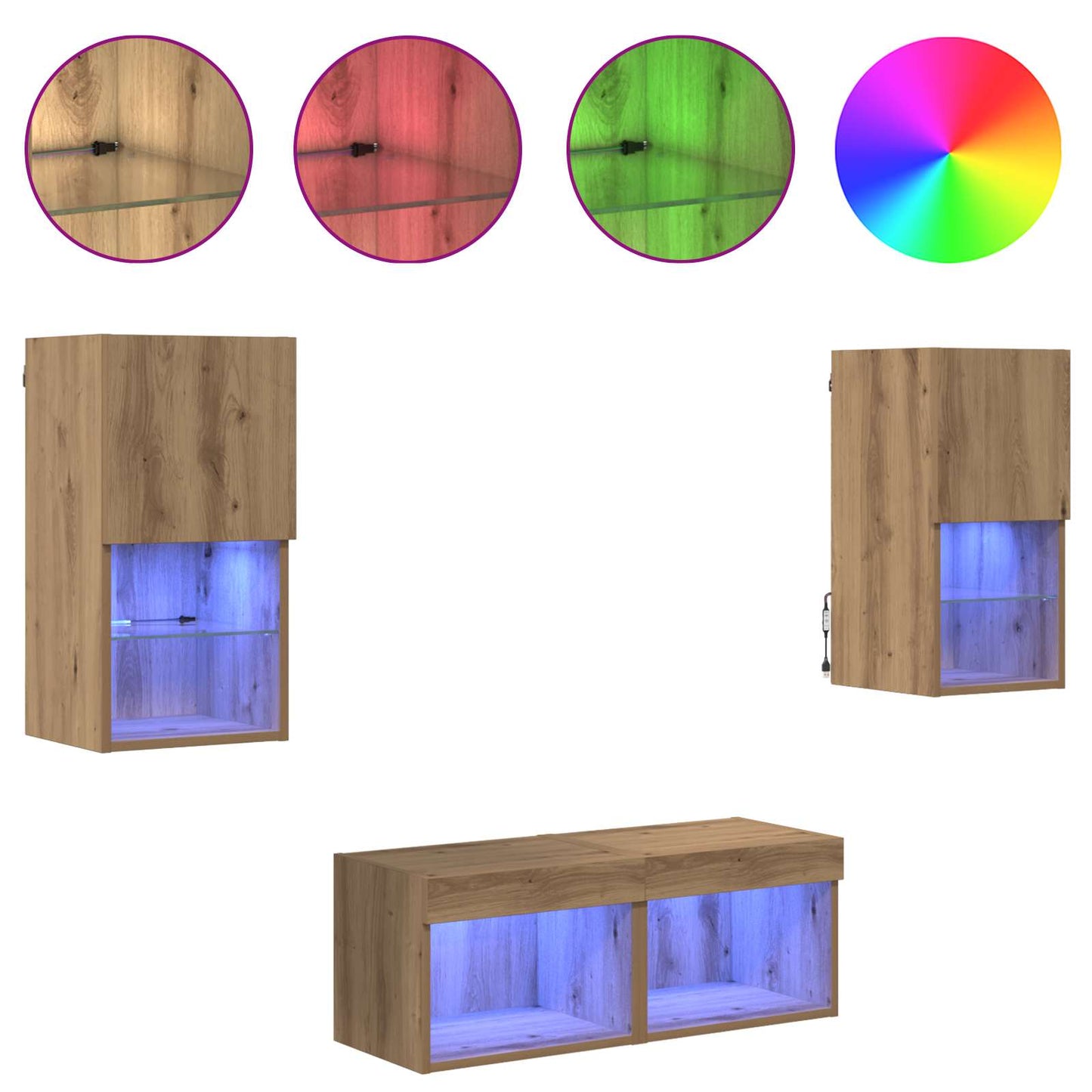 TV-Wandregale 4 pcs Artisan-Eiche 30,5 x 30 x 60 cm