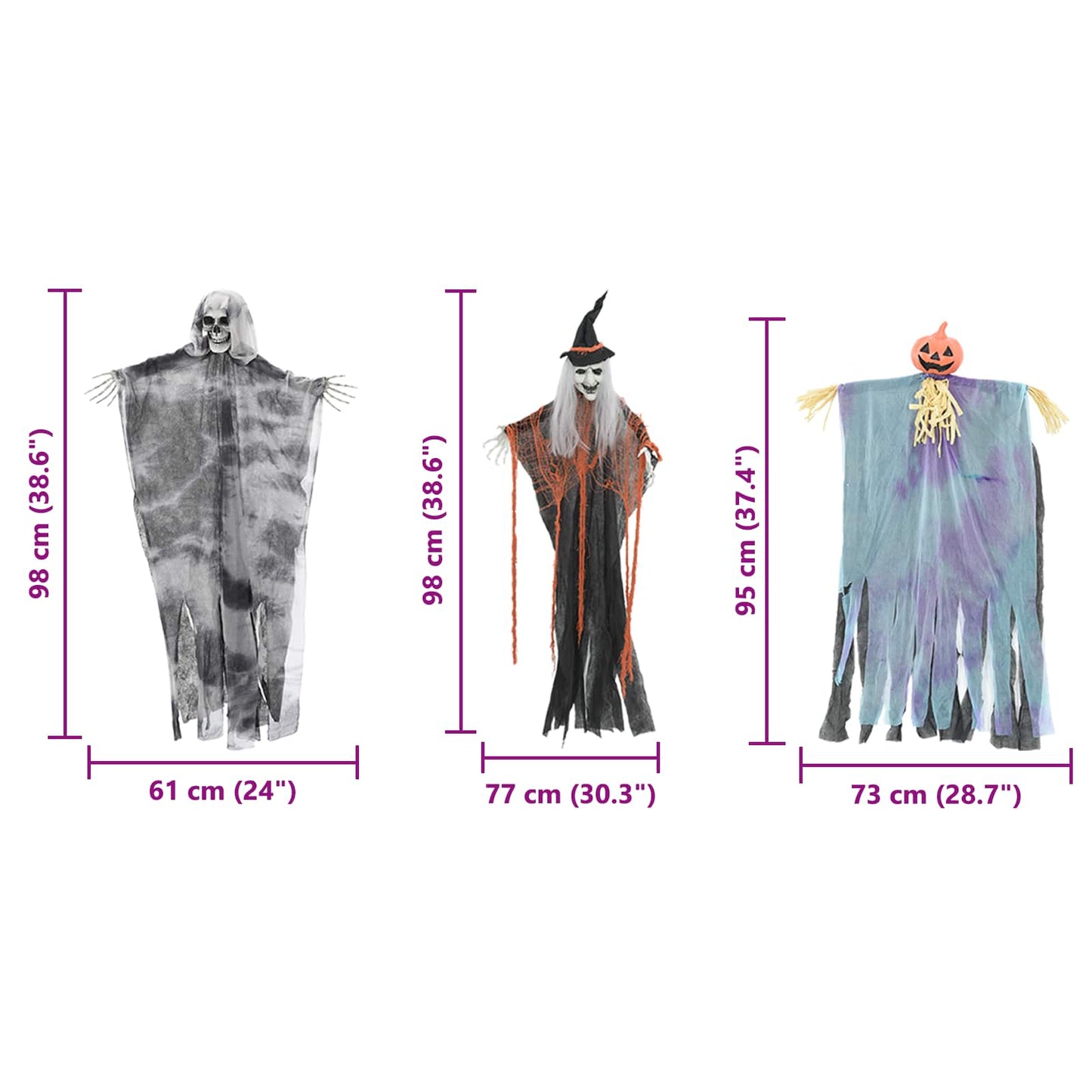 Hängender Halloween Geist 3 pcs Mehrfarbig 61 x 97 cm Polyester
