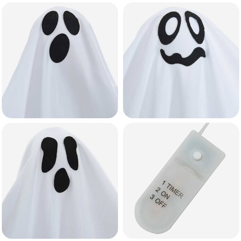 Hängender Halloween Geist mit 3 LEDs 3 pcs Weiß 52 x 62 cm