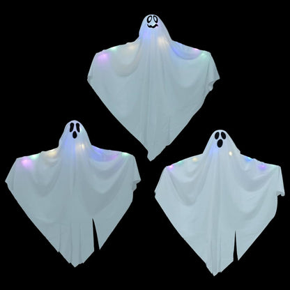 Hängender Halloween Geist mit 3 LEDs 3 pcs Weiß 52 x 62 cm