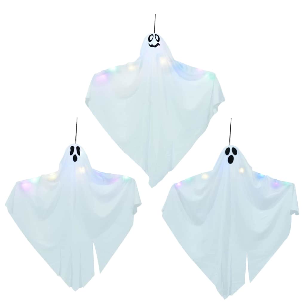 Hängender Halloween Geist mit 3 LEDs 3 pcs Weiß 52 x 62 cm