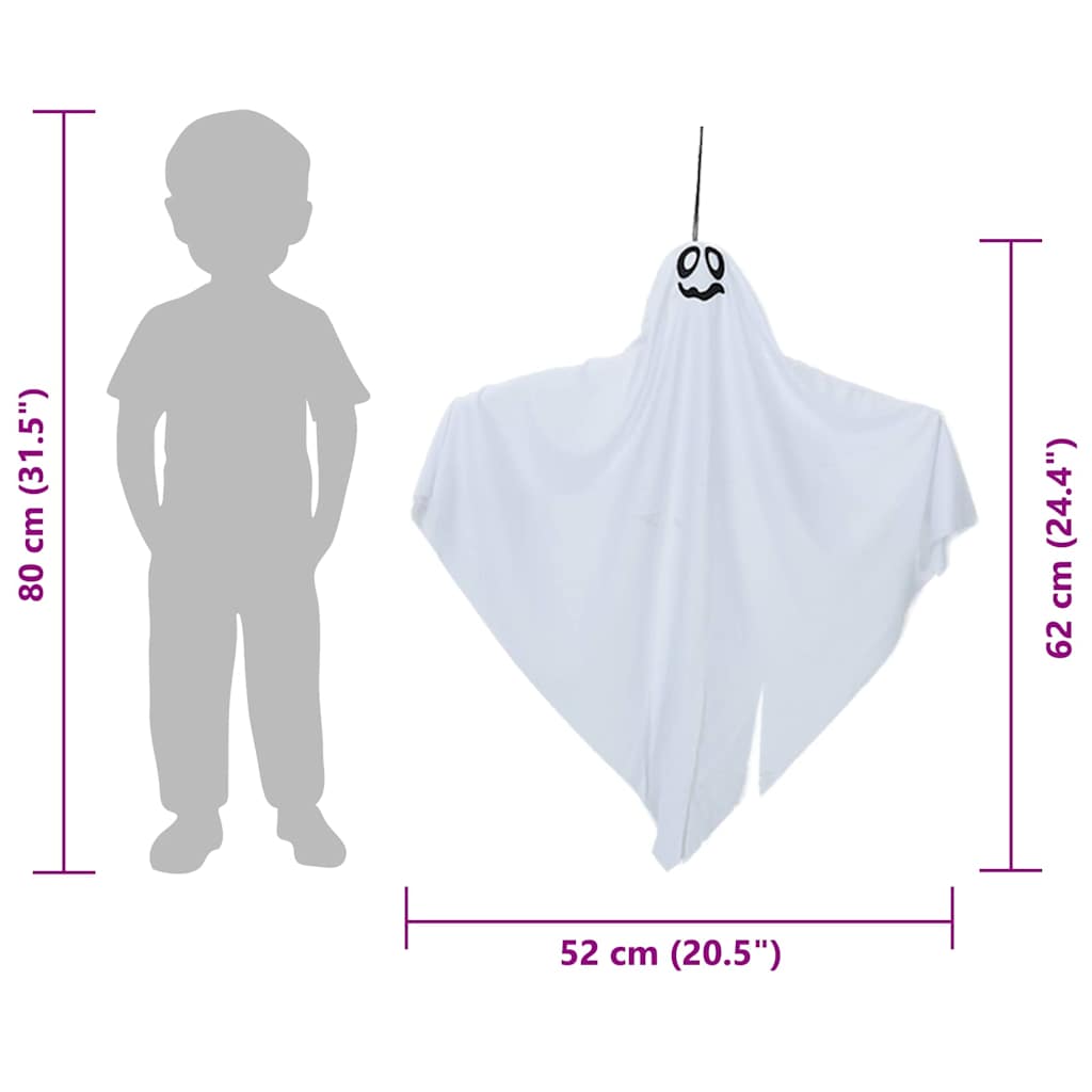 Hängender Halloween Geist mit 3 LEDs 3 pcs Weiß 52 x 62 cm