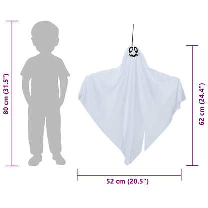 Hängender Halloween Geist mit 3 LEDs 3 pcs Weiß 52 x 62 cm