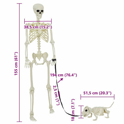 Halloween Dekoskelett 2 pcs Weiß Polypropylen 155 x 38.5 cm