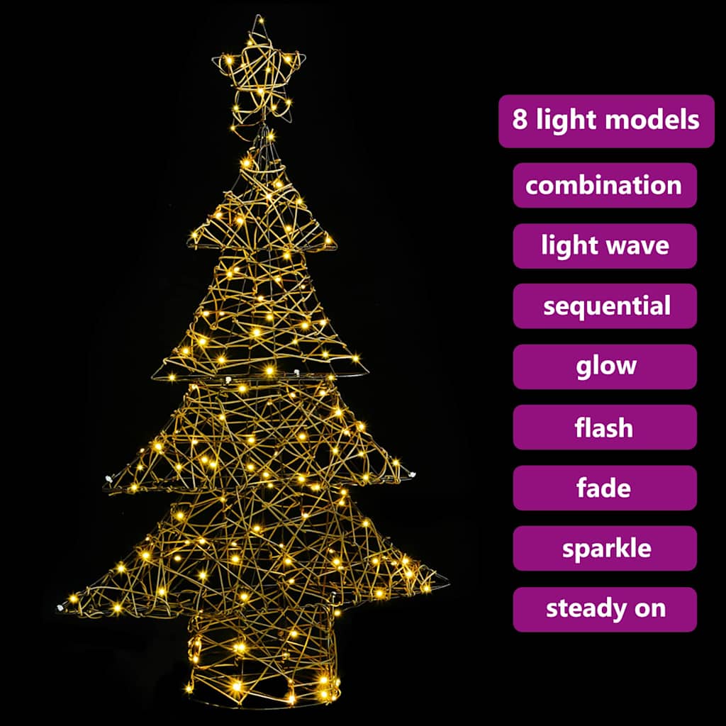 Weihnachtsbaum mit 120 LEDs Warmweiß 120 cm Rattan