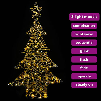 Weihnachtsbaum mit 120 LEDs Warmweiß 120 cm Rattan