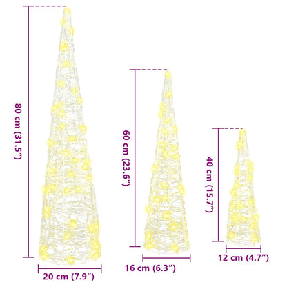 Weihnachtsbaum mit 90 LEDs 3 pcs Warmweiß 20 x 20 x 80 cm Acryl
