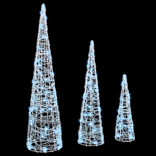 Weihnachtsbaum mit 90 LEDs 3 pcs Kaltweiß 20 x 20 x 80 cm Acryl