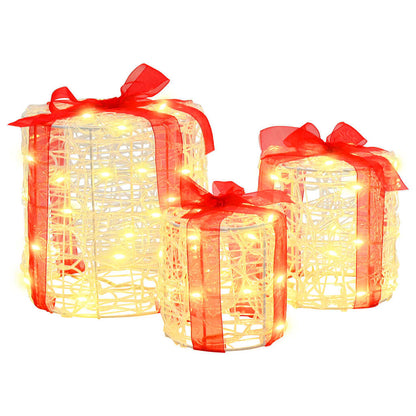 Geschenkbox Dekoration 3 pcs Warmweiß 20 x 20 x 21 cm Acryl