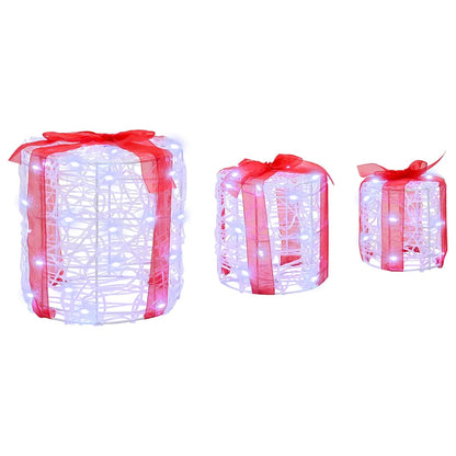 Geschenkbox Dekoration 3 pcs Kaltweiß 20 x 20 x 21 cm Acryl