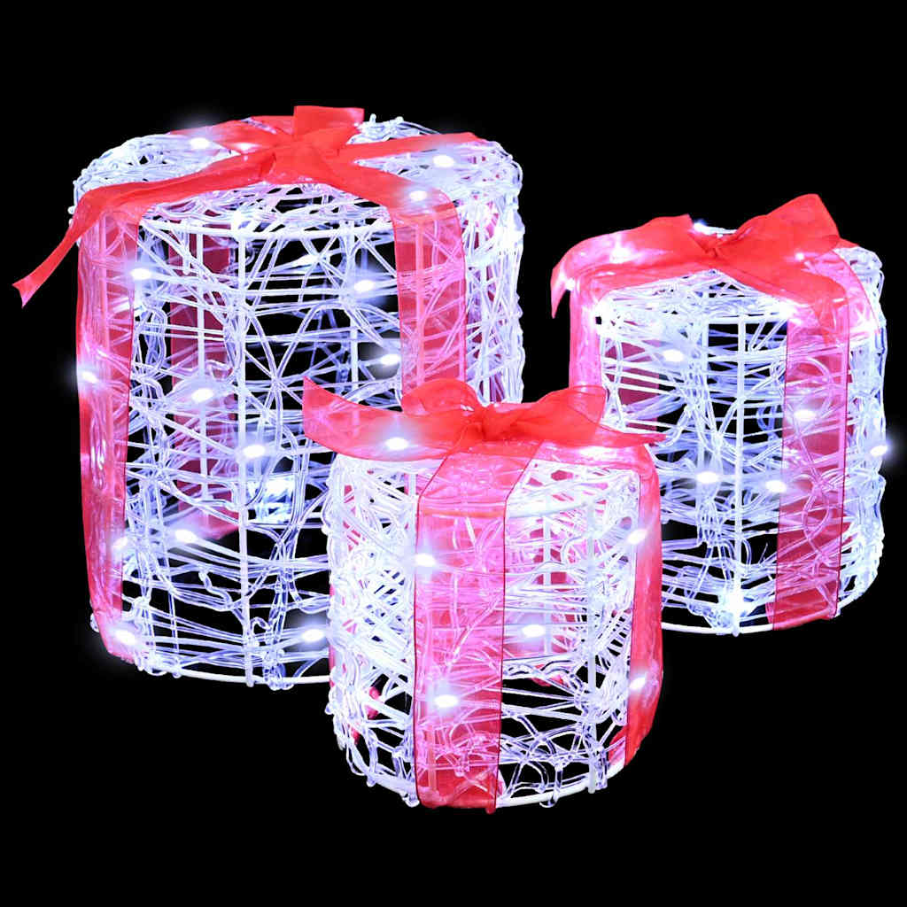 Geschenkbox Dekoration 3 pcs Kaltweiß 20 x 20 x 21 cm Acryl