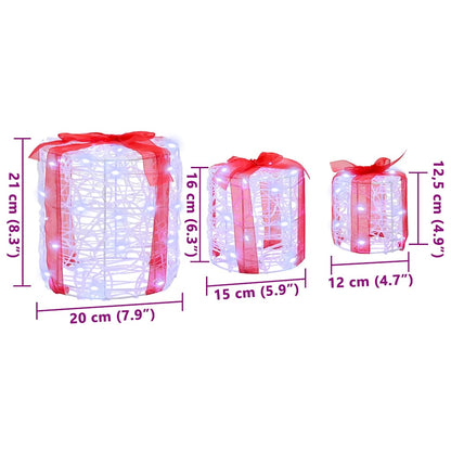 Geschenkbox Dekoration 3 pcs Kaltweiß 20 x 20 x 21 cm Acryl