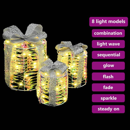 Geschenkbox Dekoration 3 pcs Warmweiß 20 x 20 x 20 cm Haustier