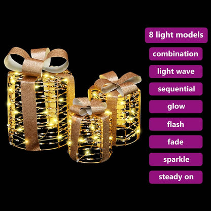 Geschenkbox Dekoration 3 pcs Warmweiß 20 x 20 x 20 cm Haustier