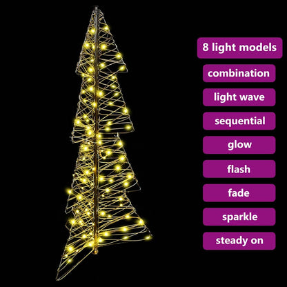 Weihnachtsbaum mit 100 LEDs Warmes Weiß 120 cm Rattan