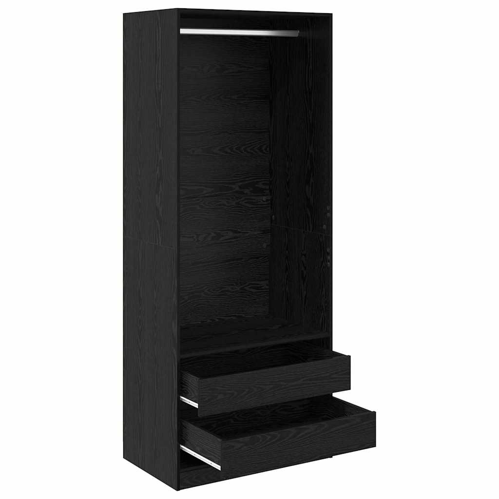 Kleiderschrank Schwarz Eichen-Optik 80 x 50 x 200 cm