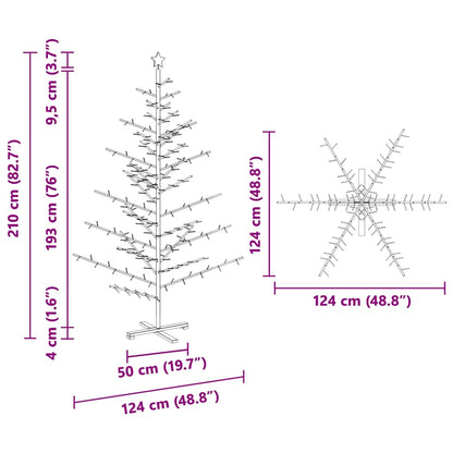 Holz Weihnachtsbaum mit Ständer Natur 210 cm Massivholz Kiefer
