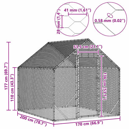 Hühnerkäfig Silber 200 x 170 x 177 cm Verzinkter Stahl