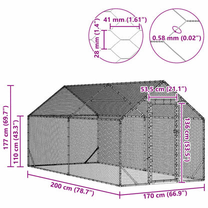 Hühnerkäfig Silber 400 x 170 x 177 cm Verzinkter Stahl