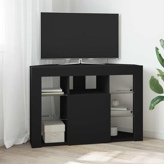 Eck-LED-TV-Schrank Schwarz 101 x 40 x 68 cm Holzwerkstoff